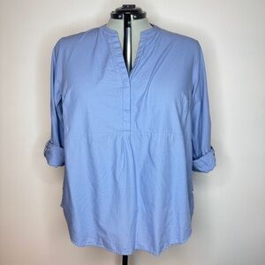 100% Cotton Blue 3/4 Sleeve Blouse